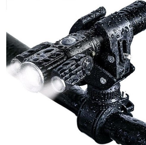 3-Head USB Rechargeable Headlight With Bracket for Night Cycling