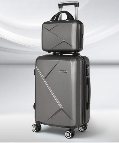 Wanderlite 2Set 20 Inch Luggage Case with 12 Inch Handheld Luggage Box Hard Shell Travel Suitcase TSA Lock Dark Grey