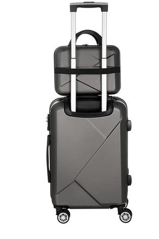 Wanderlite 2Set 20 Inch Luggage Case with 12 Inch Handheld Luggage Box Hard Shell Travel Suitcase TSA Lock Dark Grey