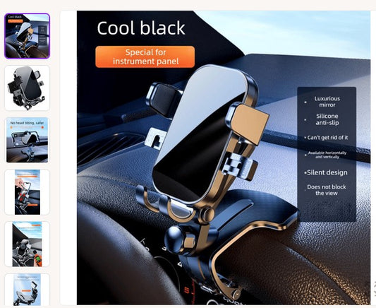 Universal Dashboard Car Phone Holder 360° Rotating Clip Mount HUD Design Anti-Slip Cradle for 4-7.2 Inch Smartphones GPS Navigation