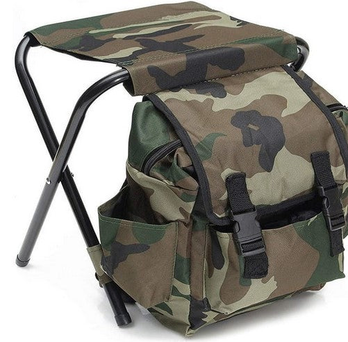 Folding Camo Backpack Stool - Portable Chair for Camping & Fishing